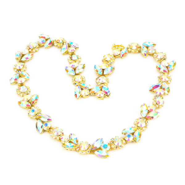 1 Yard Rhinestones Band Kristall Glas Borr Kedja Trim DIY Dekor Kläder Tillbehör (#5)
