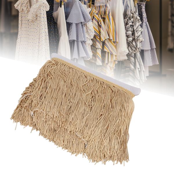 10yd 14cm Lang Frynser Latin Kjole Kvaster Polyester Blonder Trim Bånd Sy Scene DIY Gardin Beklædning TilbehørLyse Kaffe