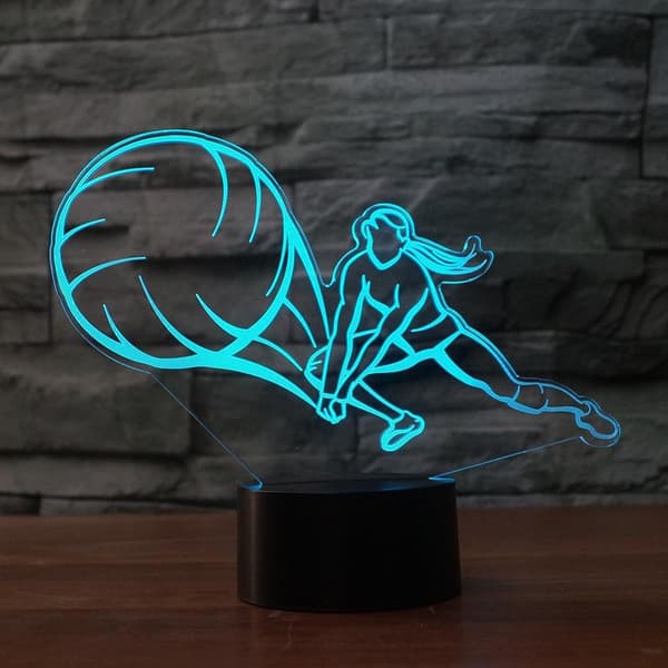 3D Play Volleyball Natlampe Touch Switch 7 Farveskift L