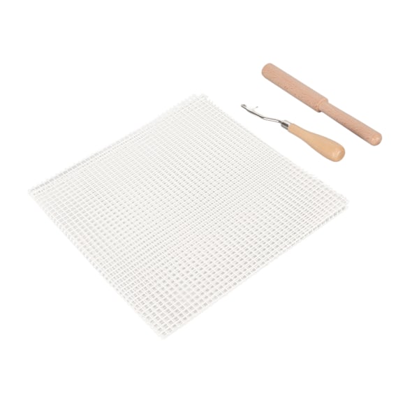 Latch Hook Tool Kit Blank Rug Hooking Mesh Canvas Træhåndtag Hæklekrog til Tæppe Gobelin