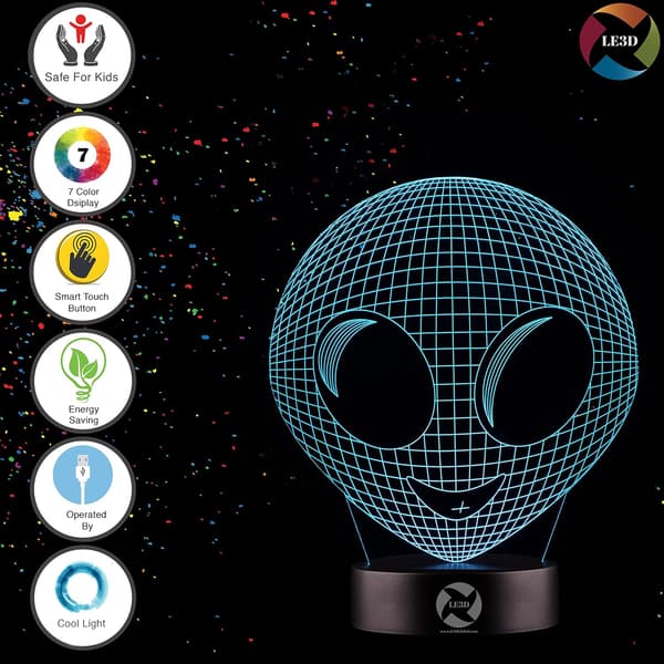3D Optisk Illusions Natlampe - 7 LED Farveskiftende Lampe