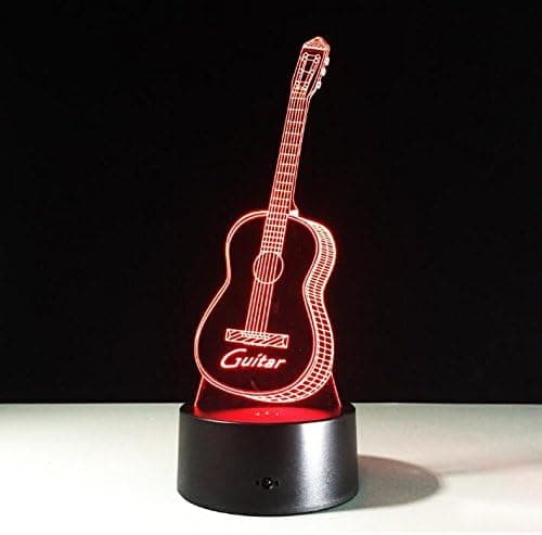Guitar 3D Visuel Model Illusionslampe LED 7 Farveskift Nej