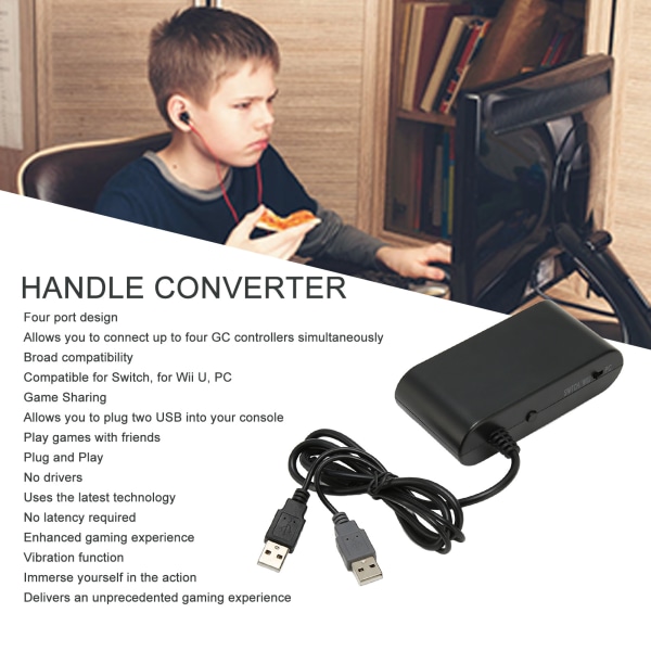 GC-ohjainsovitin 4 porttia 3-in-1-peliohjainsovitin Turobo-toiminnolla Switchille Wii U PC:lle