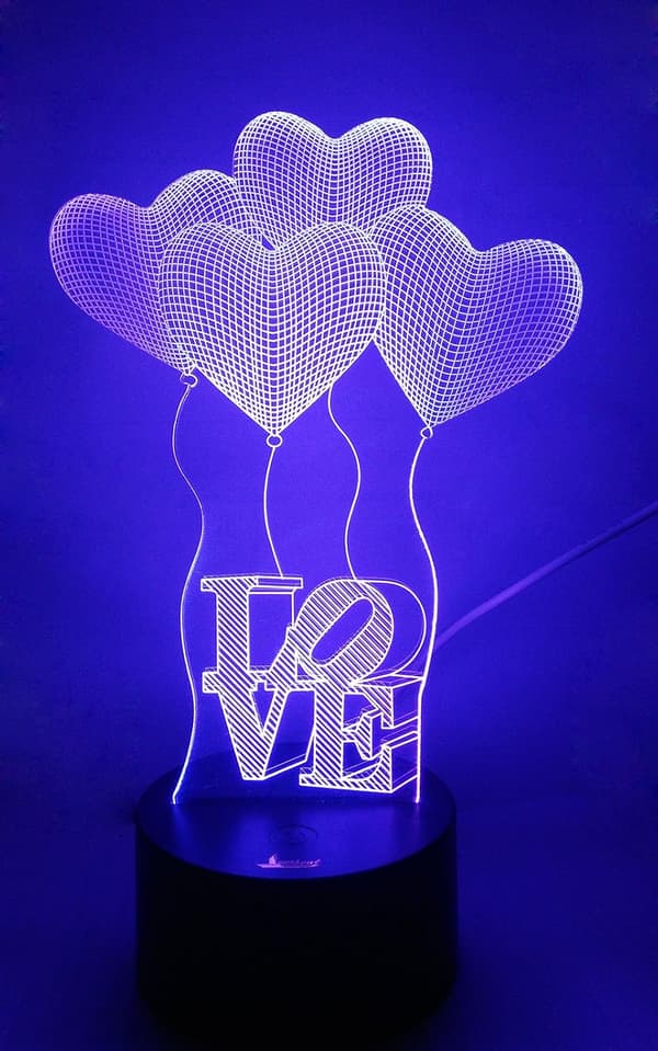 Kærlighed og Ballon 3D Natlampe LED Illusionslampe Sengelampe De