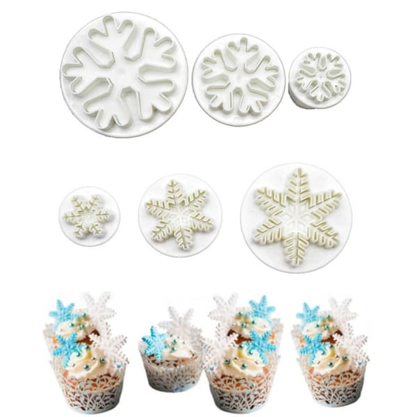 6-delt kakeformsett Snøfnugg Fondant Kakeform For