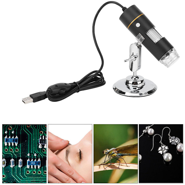 300.000 pixels digitalt mikroskop USB HD 1000X PCB forstørrelsesglas med 8 LED-lys og mikroskopstativ