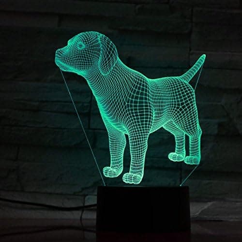 3D Søt Valp Hund Nattlys Bord Skrivebord Optisk Illusjon La