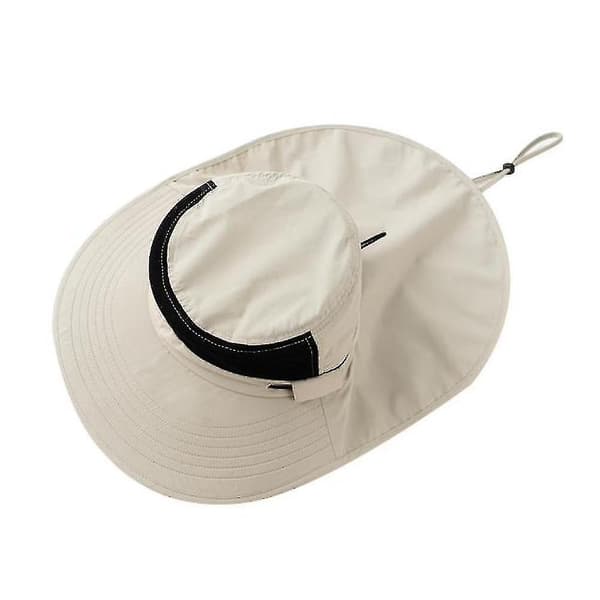 Hatter for voksne menn og kvinner utendørs med stor brem og sjal, solhatt Beige