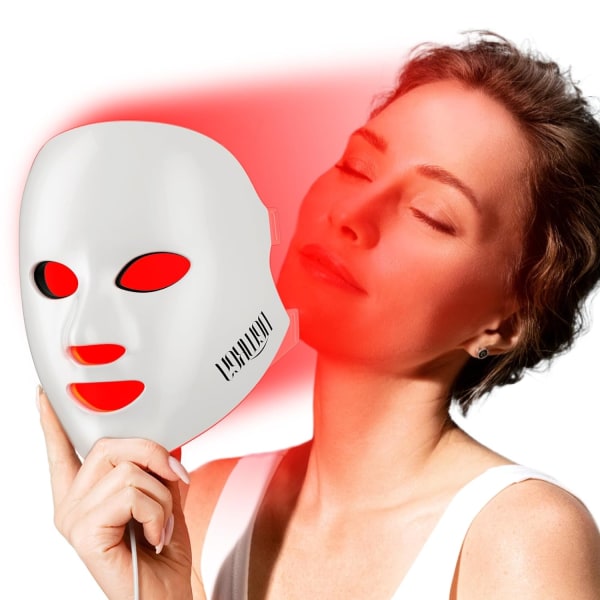 Rödljusterapimask för ansikte, LED-ansiktsmask ljusterapi för rynkor, Foton-hudvård hemma hos dig White
