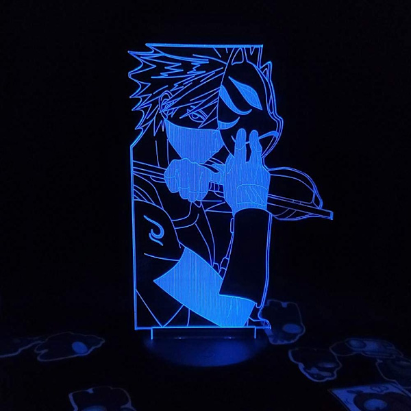 Naruto Kakashi Uchiha Sasuke 3D Illusionslampa Nattlampa Smart Touch, RGB-effekt USB-kabeldriven Kreativ 3D Japansk Animelampa