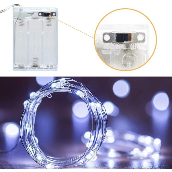Batteridrivna LED-ljusslinga, Sanniu 1-pack Mini Batter Cool White 2m/6.5ft