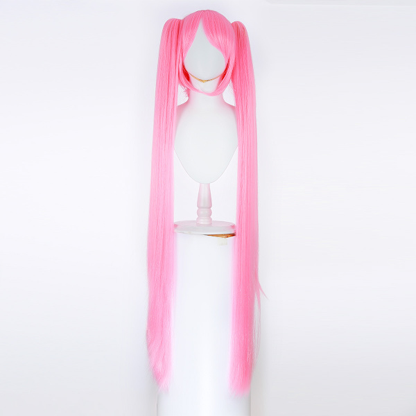 Wekity Lang, rett hestehale parykk Cosplay parykk med lugg for Halloween Syntetisk hår for Custome Party