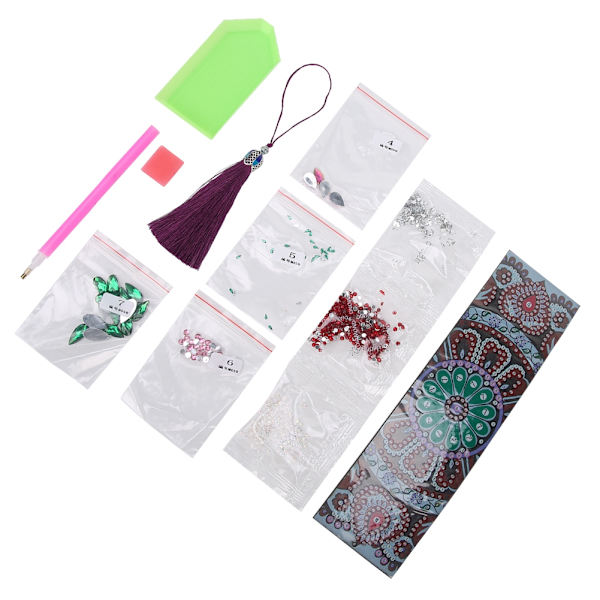 DIY Tassel Bokmärke Specialformad Diamantmålning Läder Sida Markering Broderi Hantverk Present