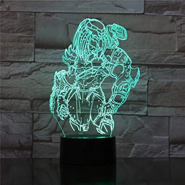 Predator 3D Lampe LED Skiftende Nattlys Visuell Illusjon 7