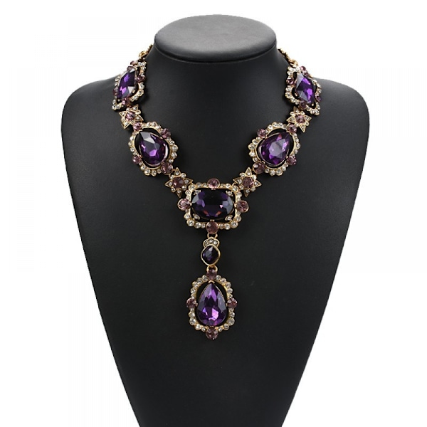 Juvelbesatt vattendroppe damhalsband, legering glas kristall Clavi