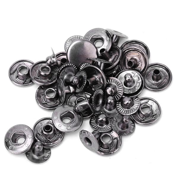 50 sæt rene messing trykknapper runde knap klud bagage dekoration tilbehør (10mm sort)