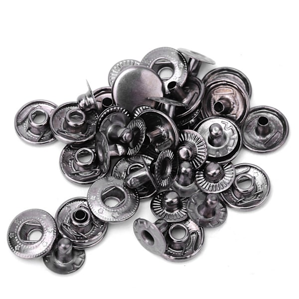 50 sett rene messing trykknapper runde knapp klær bagasje dekorasjonstilbehør (10mm svart)