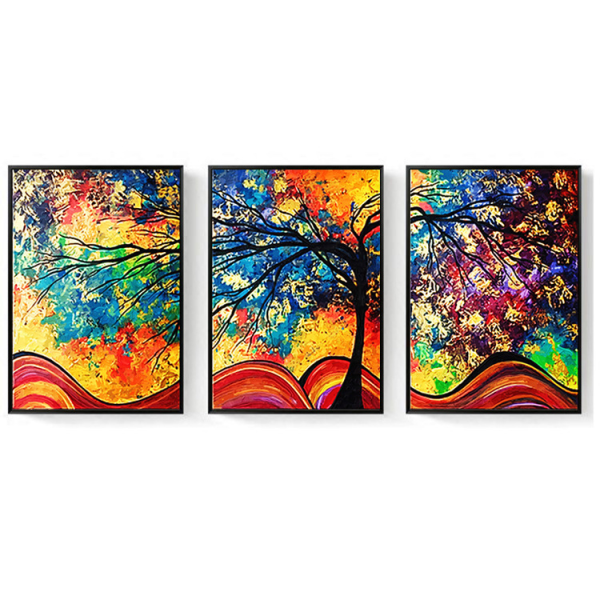 Fortune Tree Wall Art Canvas Print Poster, Simple Abstract Watercolor Art Drawin
