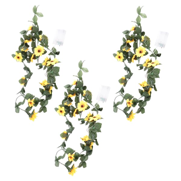3 stk solsikke lyslenker 7,8ft 20 LED batteridrevne eventyrlys bryllupsbakgrunn blomst rotting dekorasjon