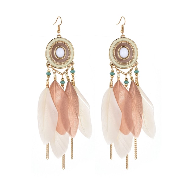 Kvinnors Faux Feather Örhängen Bohemian Fringe Tassel