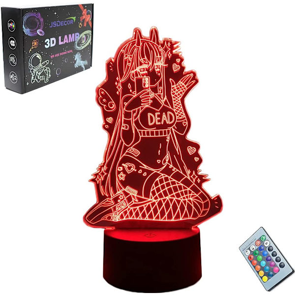Sexy Girl 02 Farverige LED Lys FRANXX Kawaii Anime Figur Julegave Fødselsdag Ferie Party Gave Sød Soveværelse 3D Optisk Illusion Skrivebordslys