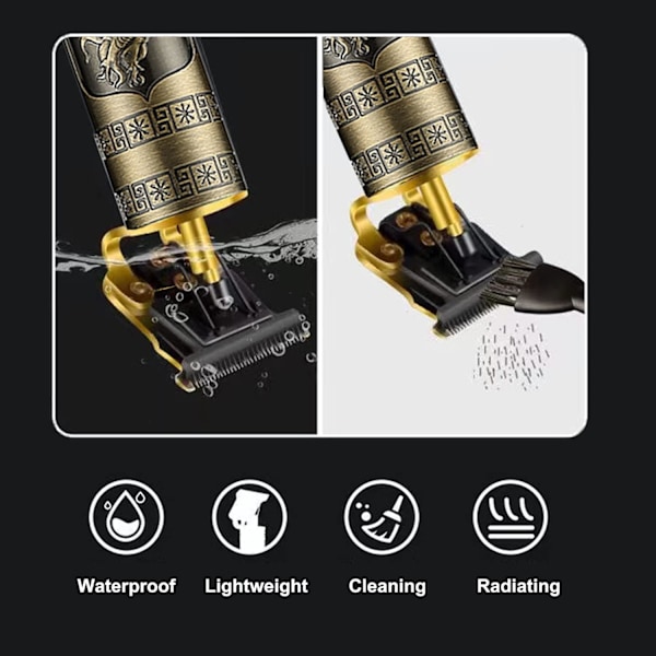Hårklippere til mænd, trådløs elektrisk hårtrimmer genopladelig skægtrimmer barbermaskine, elektrisk T-blad trimmer Zero Gapped Edgers hårklippesæt Gold