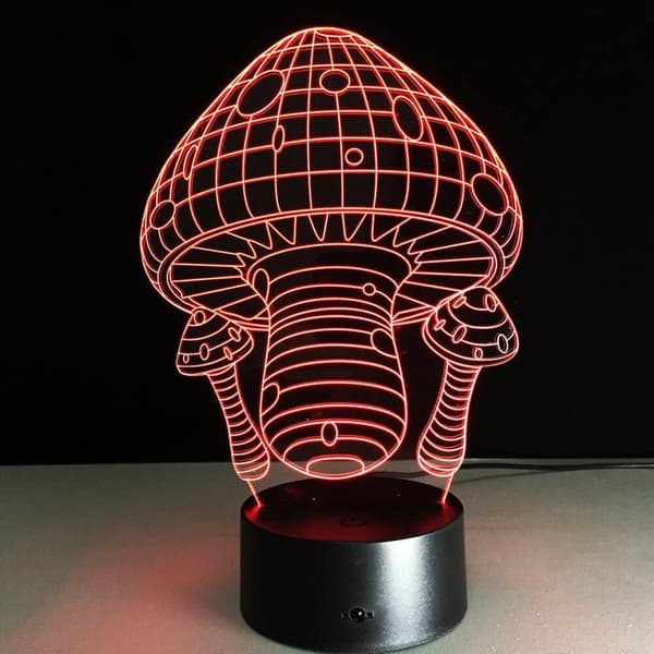 Sopp 3D Illusjon Nattlys Akryllys 3D Kunst Sopp