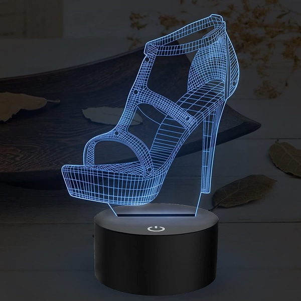 Klackad sandal 3D Illusion Lampa LED färgskiftande nattljus f8e8 | Fyndiq
