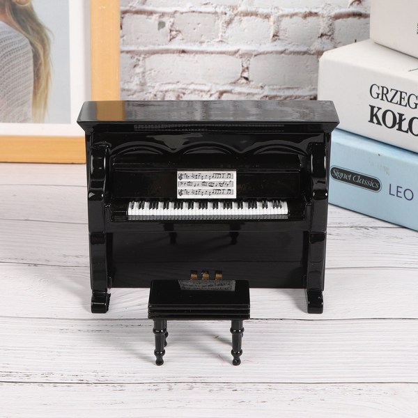 Træ Miniature Upright Piano Mini Musikinstrument Model Børn Gave Hjem Indretning Black