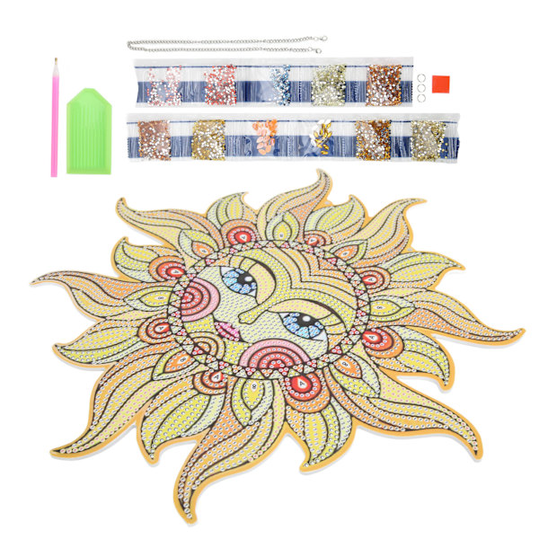 Rhinestone-målning Solrosform DIY Tillverkning Pedagogisk Intressant PC-kortmaterial Färgglad Hänge