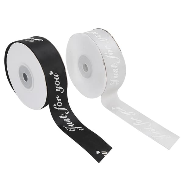 2 ruller satengbånd Valentinsdag gaveinnpakning kakeboksdekorasjon 2,5 cm bredde 20 meter rull