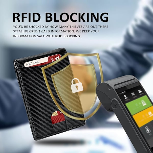 Rahaklipsi lompakot miehille - Minimalistinen ohut miesten lompakko etutaskuun - Bifold nahkalompakko RFID-estosuojalla, henkilötodistuslokerolla ja korttipaikoilla