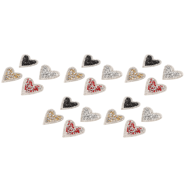 20 stk. Rhinestone-broderede patches Hjerteform Skinnende smukke DIY stryge-på patches til tøjdekoration