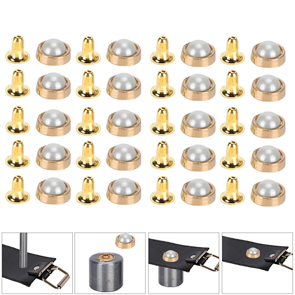 100 sett fargekrystallnagler 8MM DIY sinklegering dekorasjonsnagler for bagasje klær skoHvit