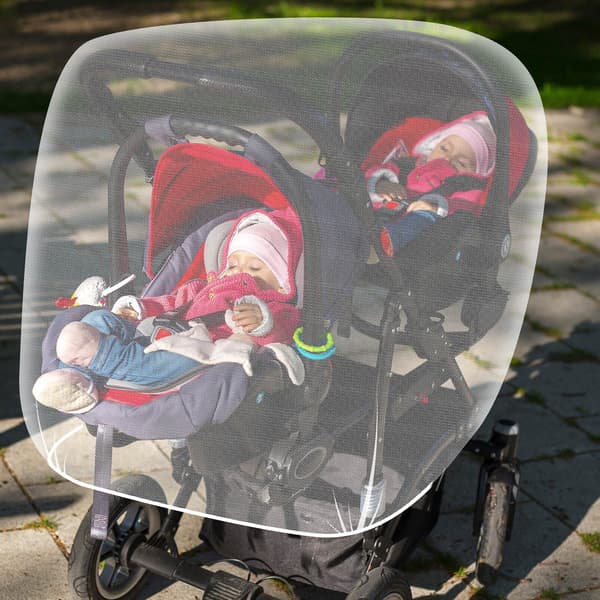 3-pack andningsbart nät dubbel barnvagn myggnät, universellt elastiskt insektskydd för syskonvagnar, liggdelar, vaggor