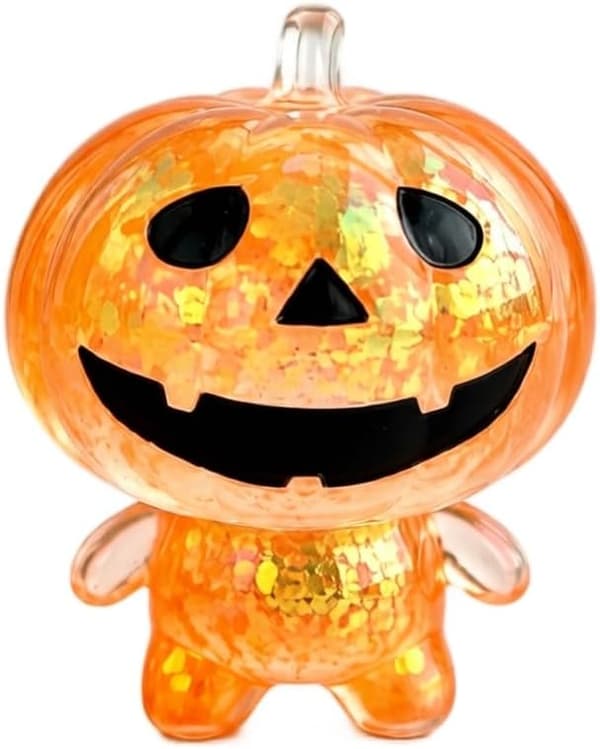 Orange Transparent Glitter Pumpa Squishy, Långsam Återhämtning Sensorisk Stressleksak för Halloweenfest orange