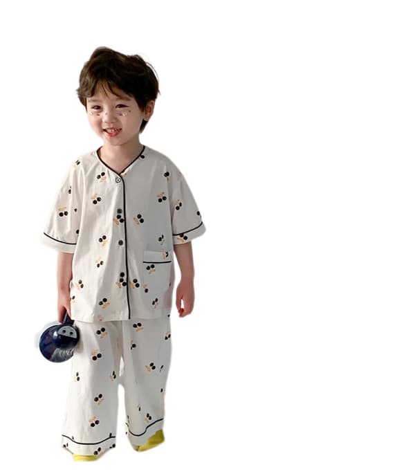 Barn Pyjamas Byxor Pojkar Pyjamas Set,L(Vit Triangel)