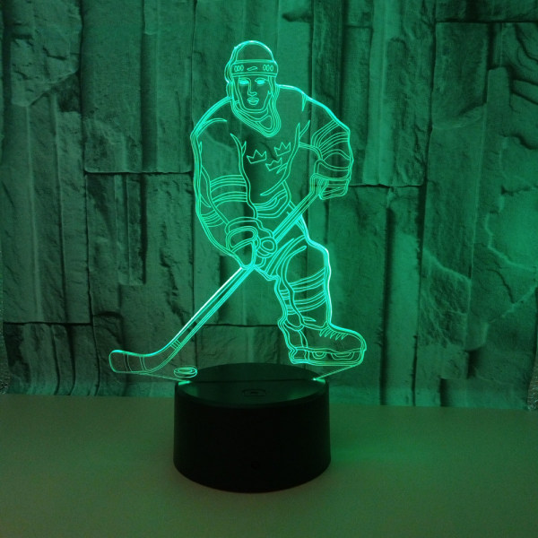 Hockey Player 3D nattljus, 7 färger som ändras med fjärrkontroll C
