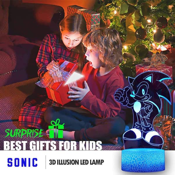 Sonic The Hedgehog 3D Illusion Natlampe - 2 Mønstre 16 Co