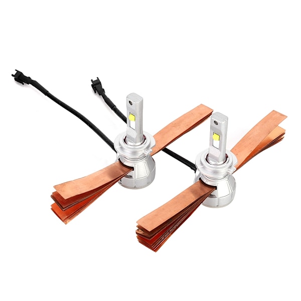 2 stk. Mini LED-frontlykter for bil i ren aluminiumslegering med dobbel varmespredning, høy lysstyrke, H7