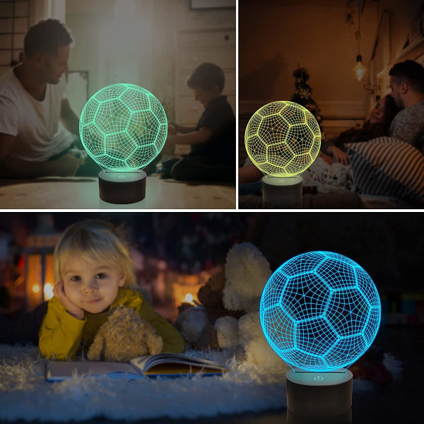 Fotboll 3D Lampa Nattlampa Fotboll 3D Illusion lampa för barn