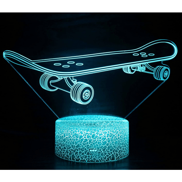 3D Illusion Chute Board Skateboard Nattlampa Ljus 16 Färg