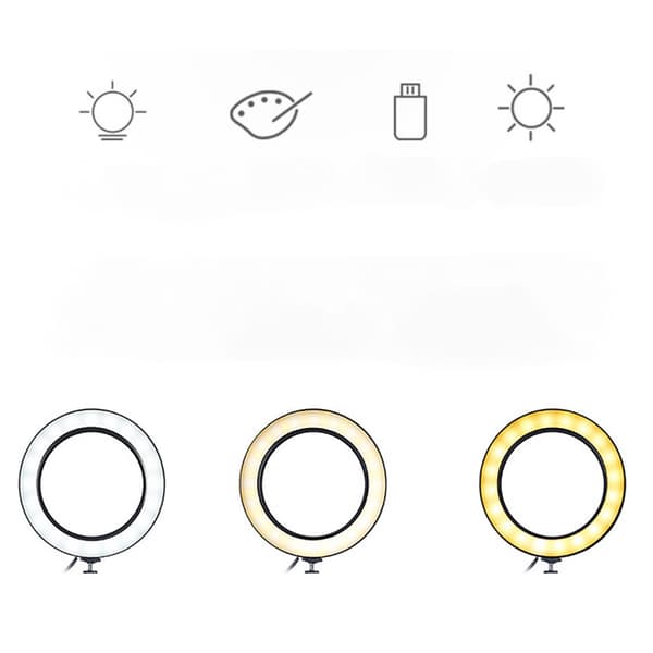 Selfie Ring Light Stativ til Livestream/Makeup, Clip-on, F