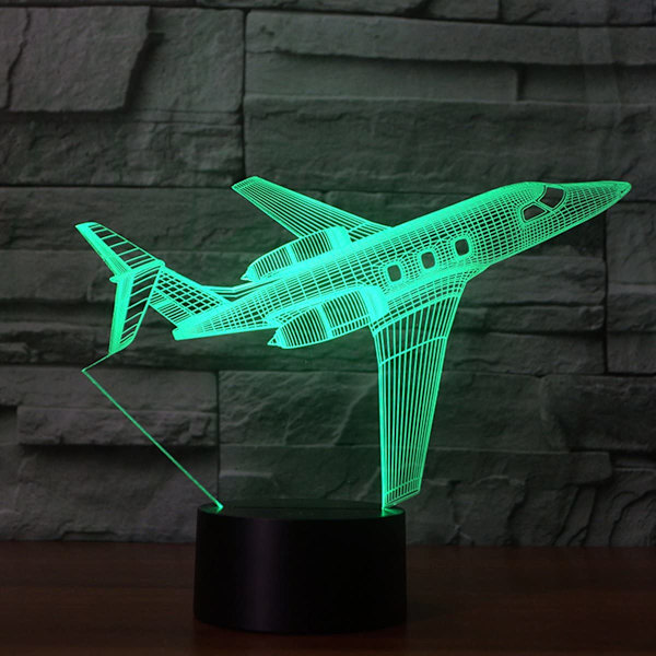 Jetfly USB Bordlampe 3D Lampe Lys LED 7 Farveskift