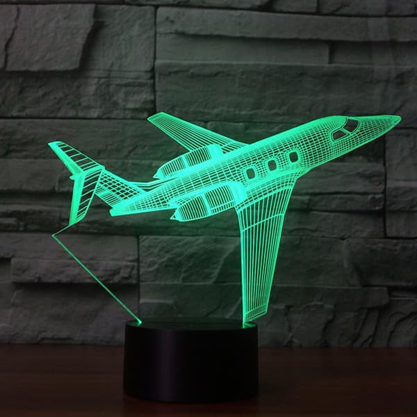 Jetfly USB Skrivebordslampe 3D Lampe Lys LED 7 Fargeendringer