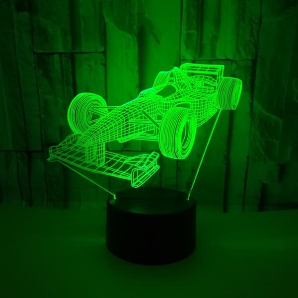 Racing Nattlampe, 3D Illusjon LED Lampe, 7 Farger Dimbar