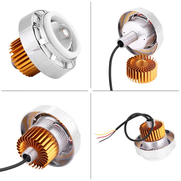 Motorsykkel LED-frontlys Projektorlinse Dobbel Angel & Devil Eye Rund Blå/Hvit