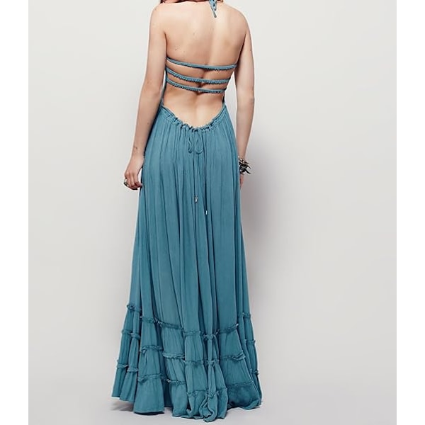 Sommarklänningar för damer, Boho, sexiga, rygglösa, långa S