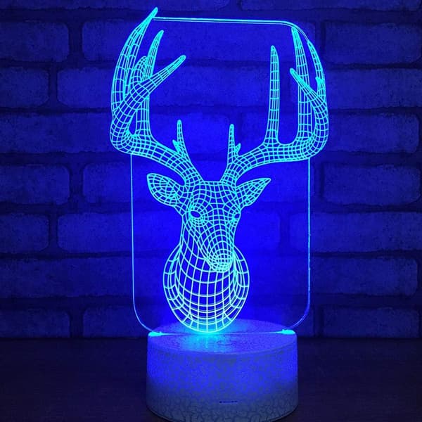 3D LED Hjort Optisk Illusion Sensor Nattlampa med Smart T