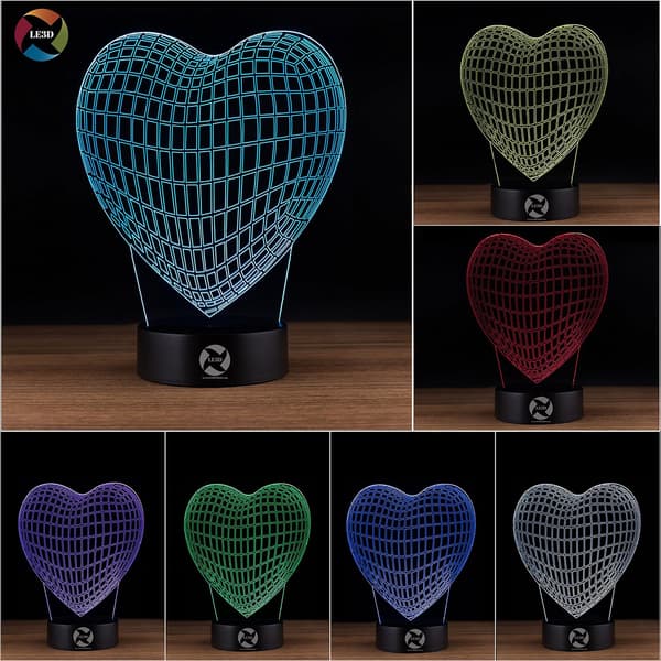 3D Optisk Illusions Natlampe - 7 LED Farveskiftende Lampe